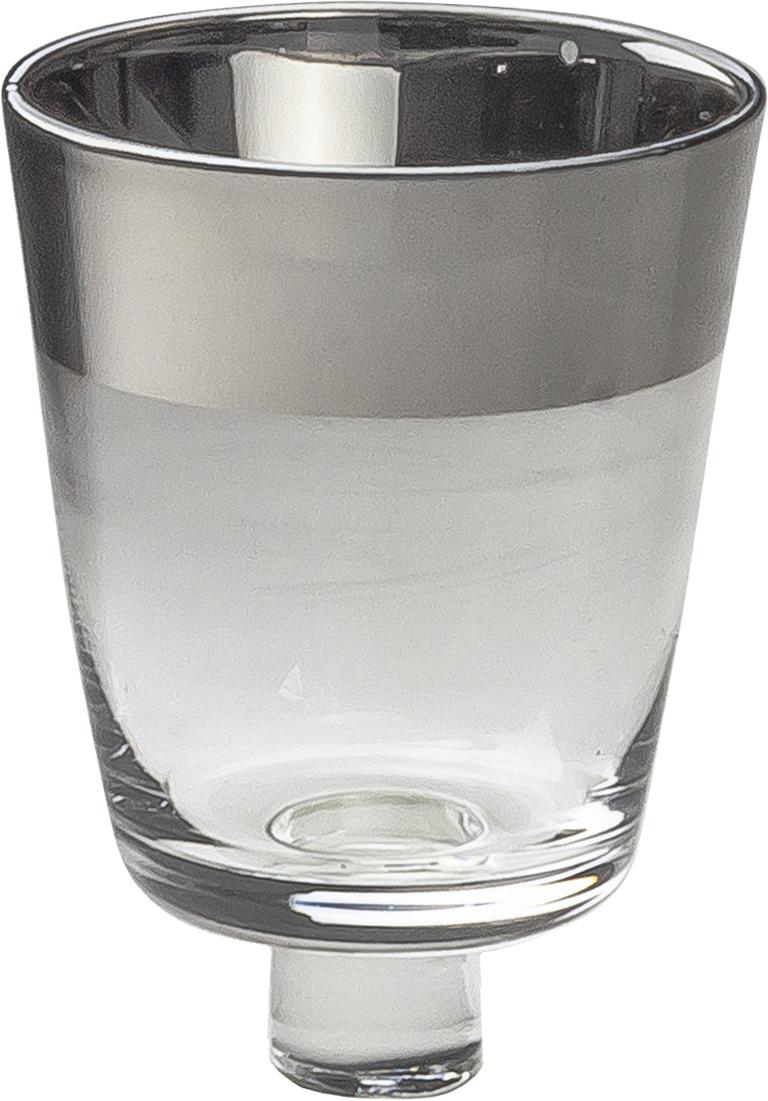 Teelicht-Aufsatzglas 2er Set, Glas mit Silberrand, 9x7cm