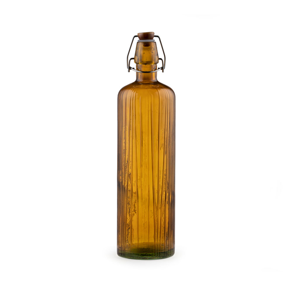 Bitz Wasserflasche aus Glas, Bügelverschluss, Bernstein, 1,2L, 100% recyceltes Glas