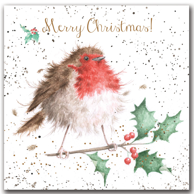 Wrendale Weihnachtskarten Set Merry Christmas, 8 Karten mit Umschlag und Text, 12x12 cm