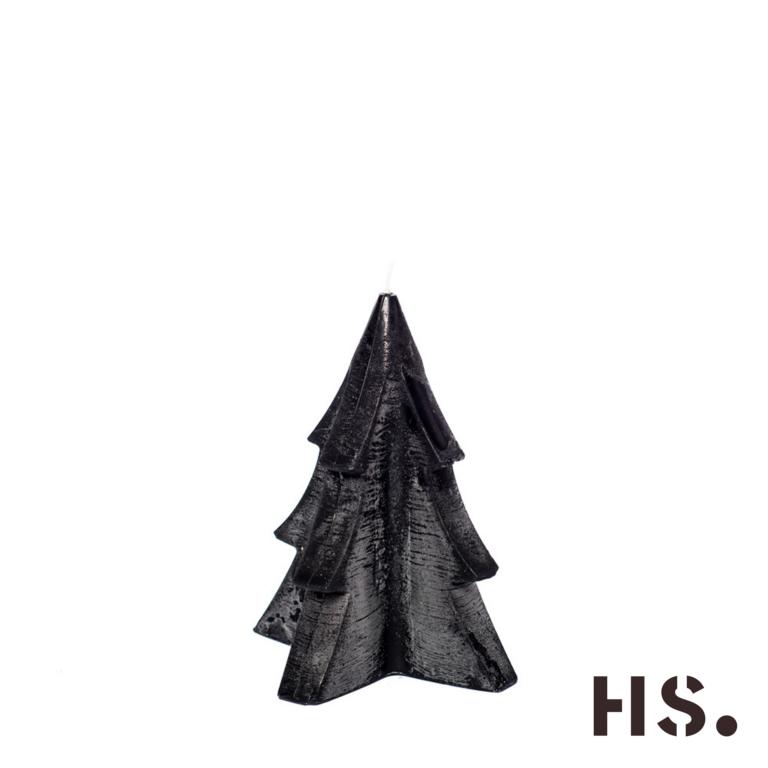 Kerze in Tannenbaumoptik groß, schwarz, 12x17,5 cm, Brenndauer 18 Stunden