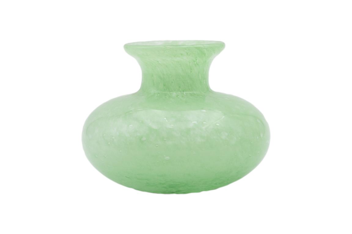 Colmore Vase aus Glas, klein, bauchig, flach, pastell grün, 10x10x7cm