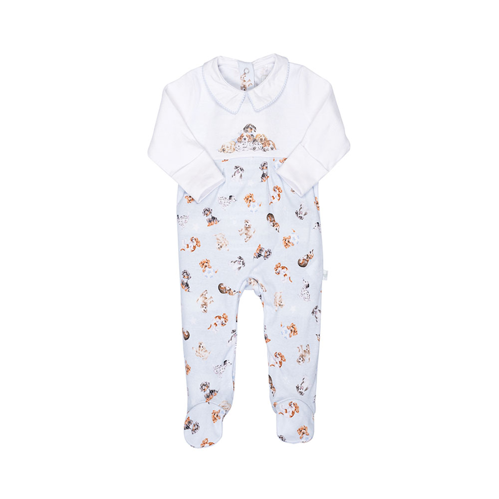 Babystrampler, Motiv Hunde " Little Paw", Farbe Hellblau, verschiedene Größen