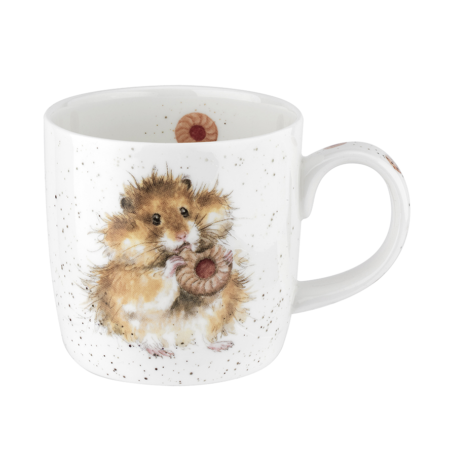 Wrendale Becher,  "Diet starts tomorrow", Motiv vorne Hamster mit Keks,Motiv hinten Hamster, 0,31 L