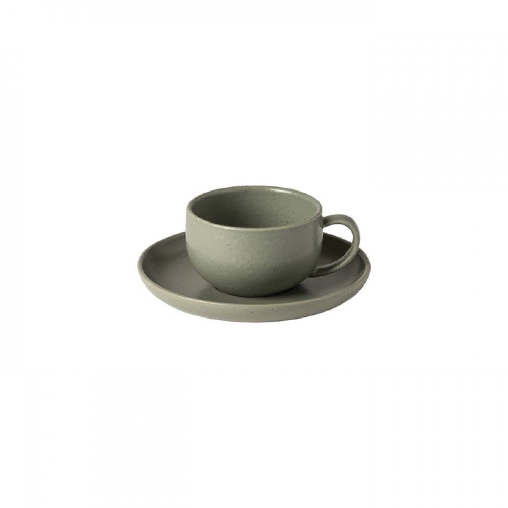 Casafina Pacifica Gedeck Kaffee/Tee 2-Teilig, Ober- und Untertasse, grau grün/artischocke, 0,22 L