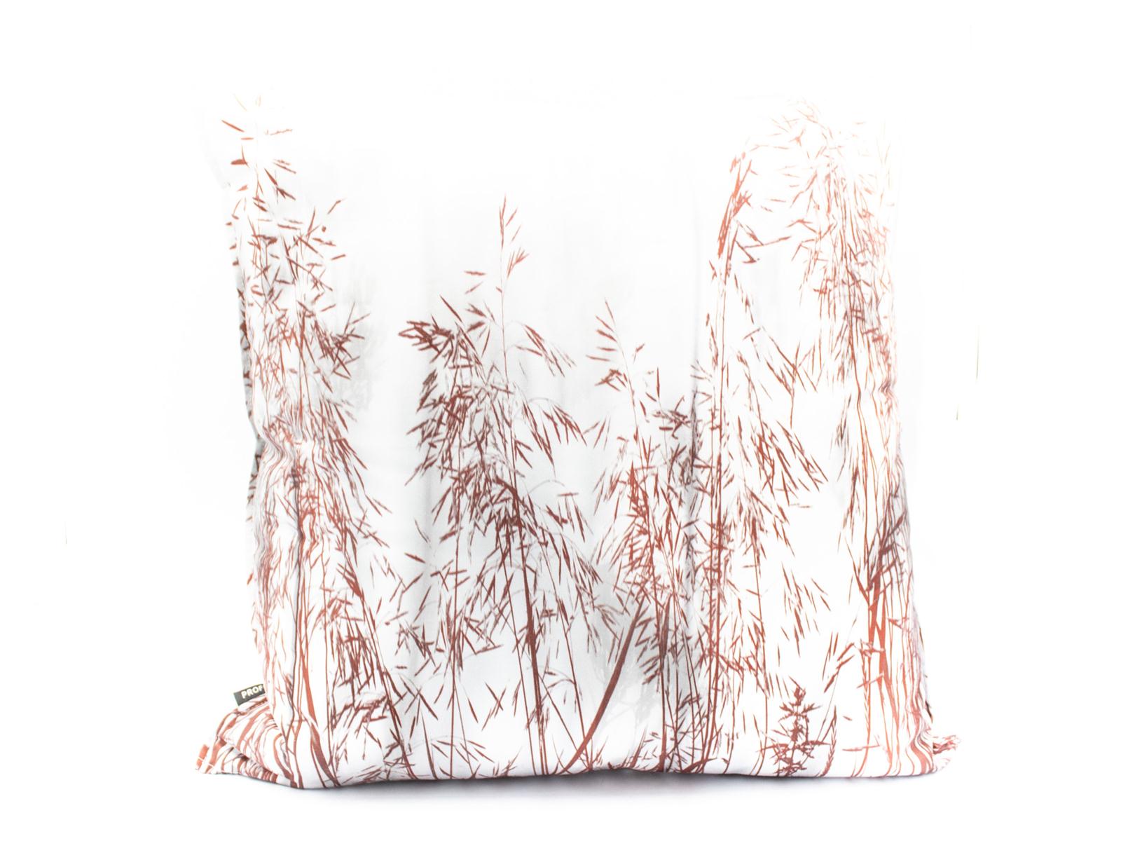 PROFLAX Kissenhülle Even2, grau/merlot mit Wiesengräsern, 50x50cm