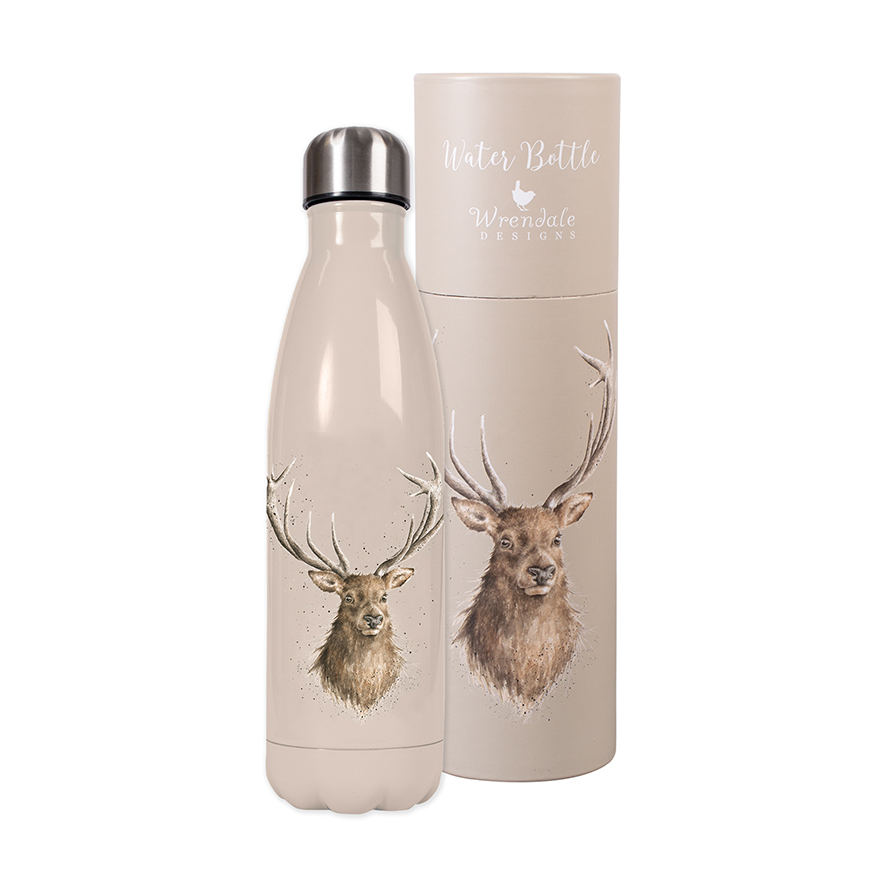 Wrendale Trinkflasche in Geschenkverpackung, Motiv Hirsch, Farbe beige, 500 ml