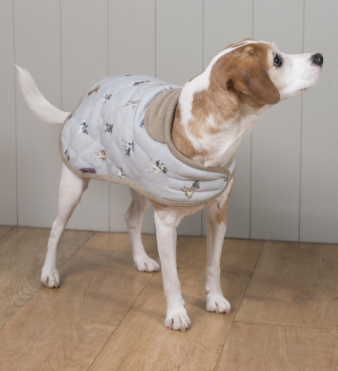 Wrendale Hundemantel, medium, Größe 45 cm, gesteppt mit Fleece Futter, mint, Motiv Hund
