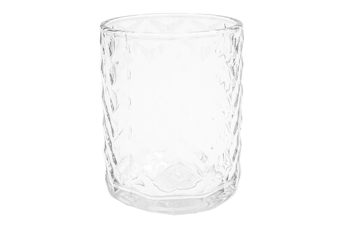 Windlicht / Vase aus Glas  mit Zick Zack Muster, 12,5x10x10 cm