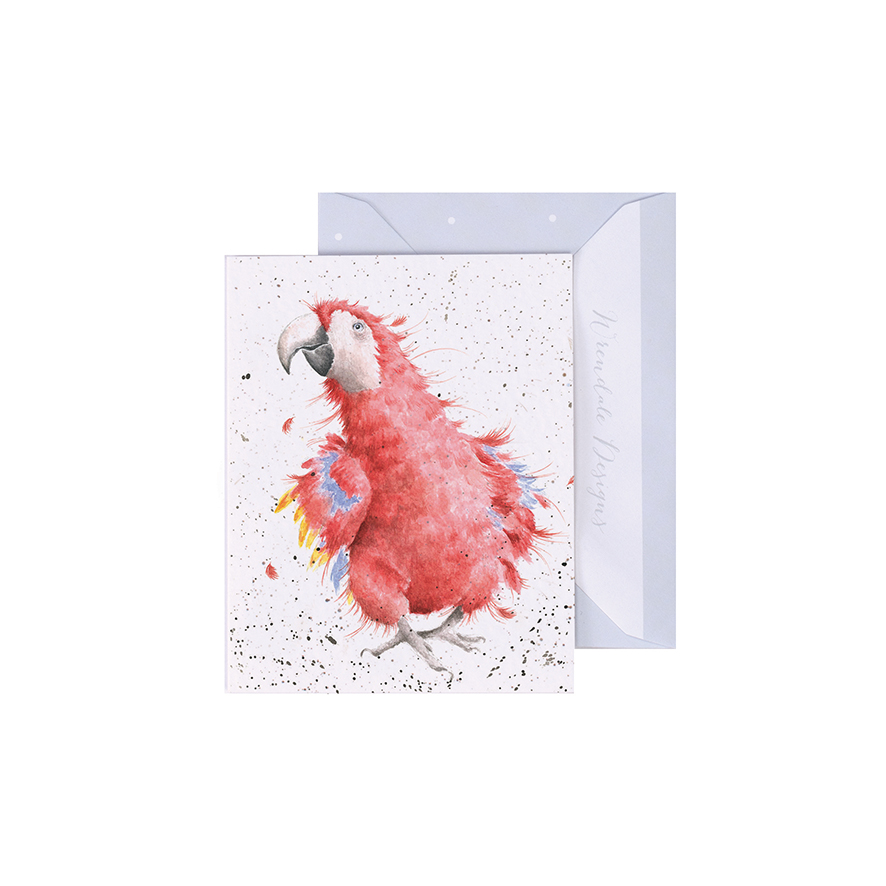 Wrendale Mini-Karte mit Umschlag, Motiv Papagei, Parrot on Parade