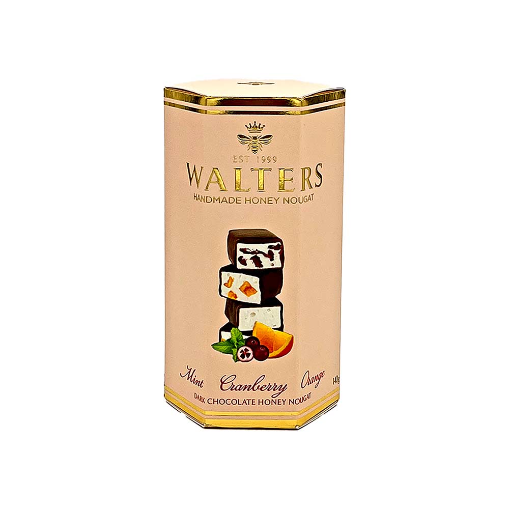 WALTERS Weißer Nougat mit Cranberries, Orange oder Minze in dunkler Schokolade 