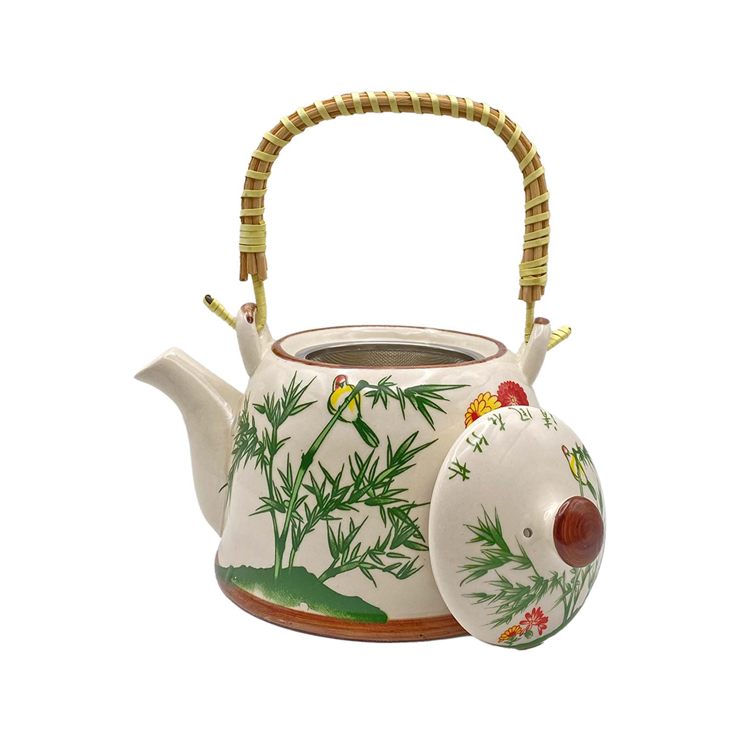 Teekanne mit Sieb „Bambus und Blumen“, 800 ml