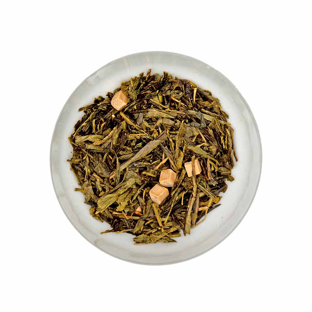 Grüner Tee mit Karamellstücken, aromatisiert