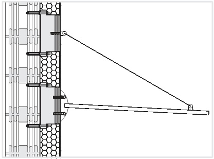 Illustration der Befestigung von Vordächern mit der Universalmontageplatte UMP-ALU-TR