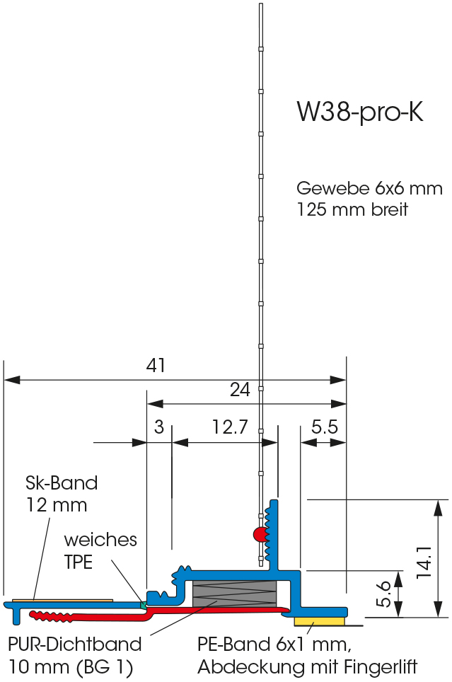 APU Gewebeleiste PUR-FIX-pro-K W38-pro-K grau