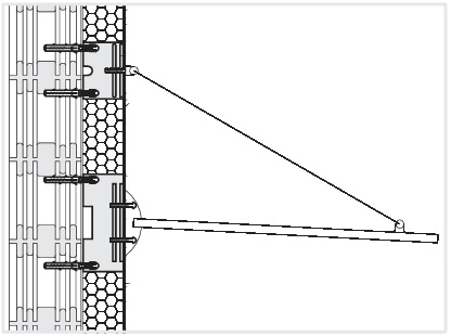 Illustration der Befestigung von leichten Vordächern mit der Universalmontageplatte UMP-ALU-Q-R
