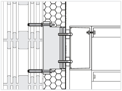 Illustration der Befestigung von Treppen mit der Universalmontageplatte UMP-ALU-TR
