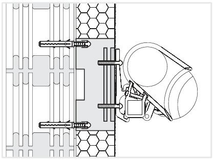 Illustration der Befestigung von leichten Markisen mit der Universalmontageplatte UMP-ALU-R