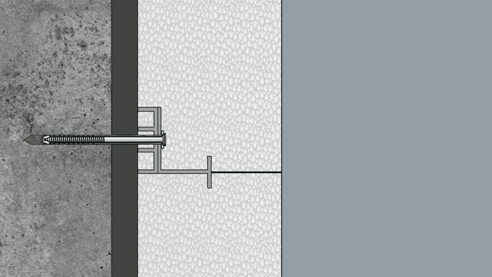 ejotherm SDK U Schraubdübel zur Befestigung von Halte- und Sockelschienen. Zugelassen für alle Baustoffklassen (A, B, C, D, E).
