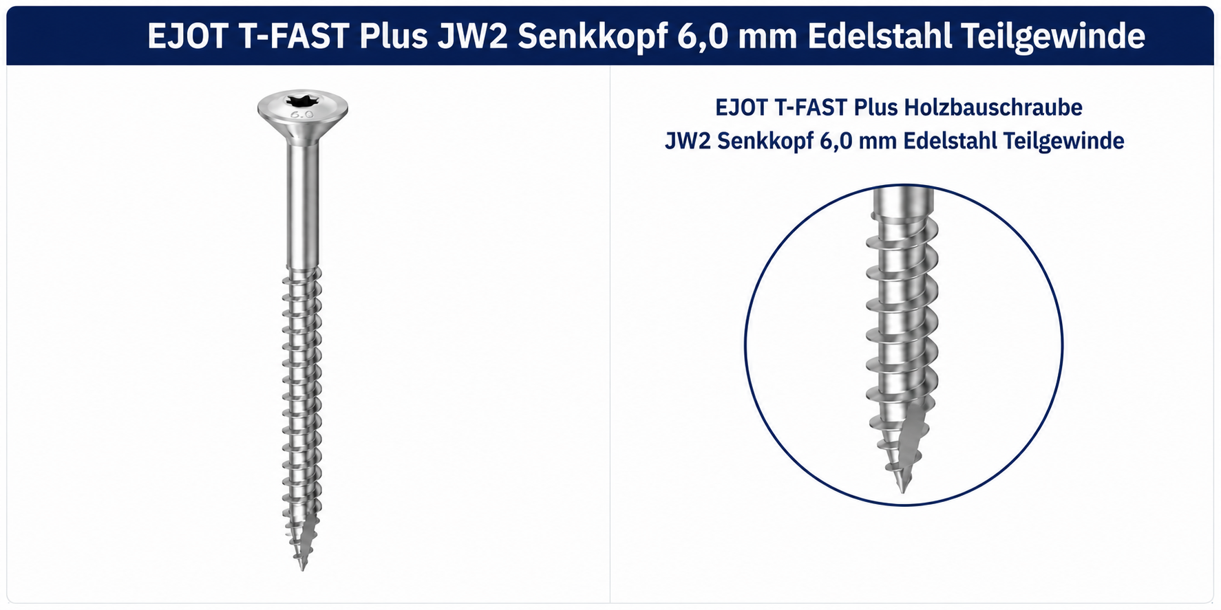 EJOT T-FAST Plus JW2 Senkkopf 6,0 mm  A2
