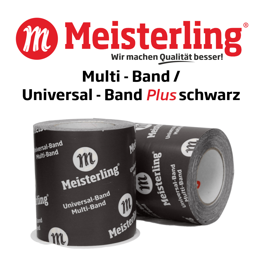 Meisterling Multi - 3D-Band - UV Plus zur dauerhaften Verklebung von Unterdeck-, Unterspann-, Dampfsperr-, Dampfbrems-, Luftdichtbahnen und Konvektionssperren für luftdichte und winddichte Anschlüsse.