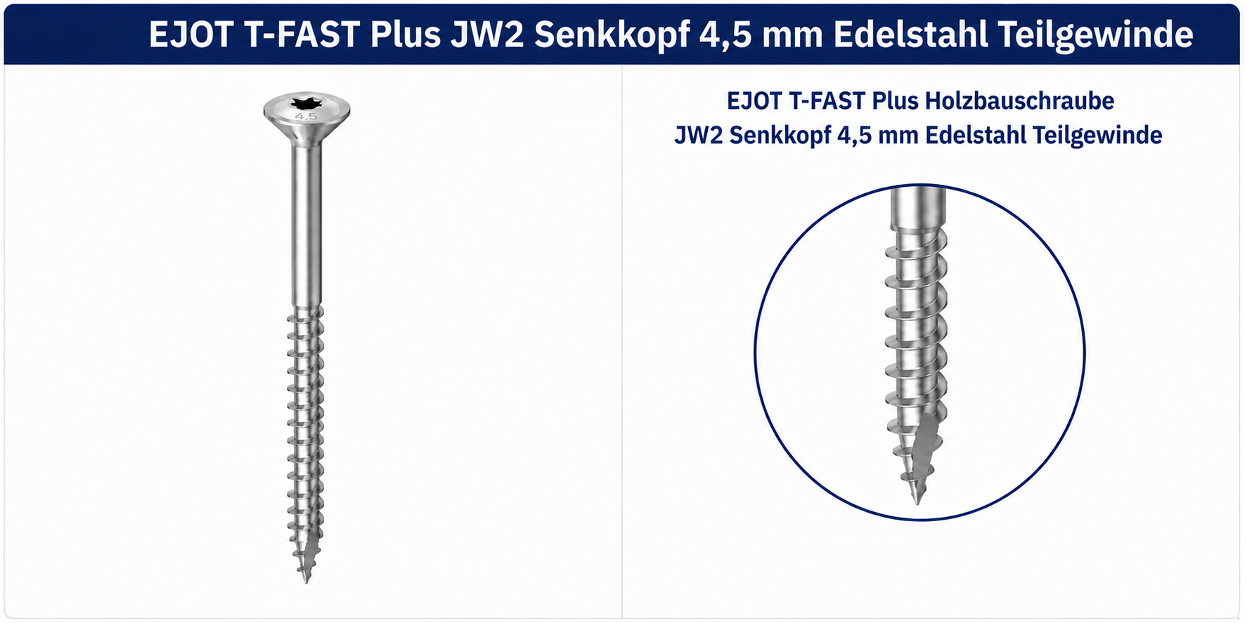 Ejot T-FAST Plus JW4 Senkkopf 4,5 mm A2