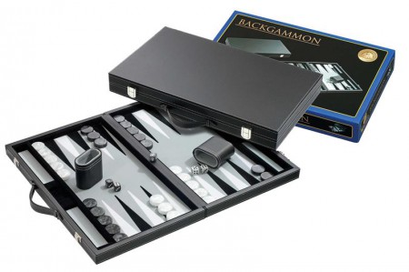 Backgammon Koffer Groot Standaard (Grijs)
