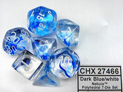 Nebula Dark Blue/white Polydice Dobbelsteen Set (7 stuks)