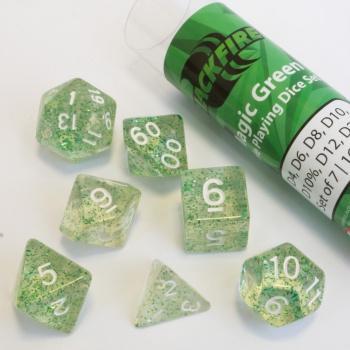 16mm Role Playing Dice Set - Magic Green (7 Dice)