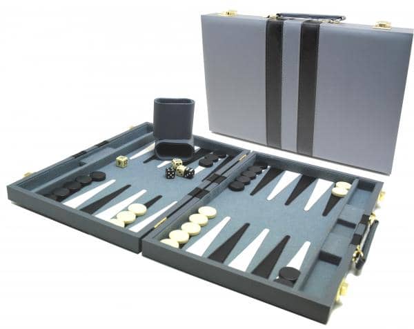 Backgammon koffer grijs 38 cm