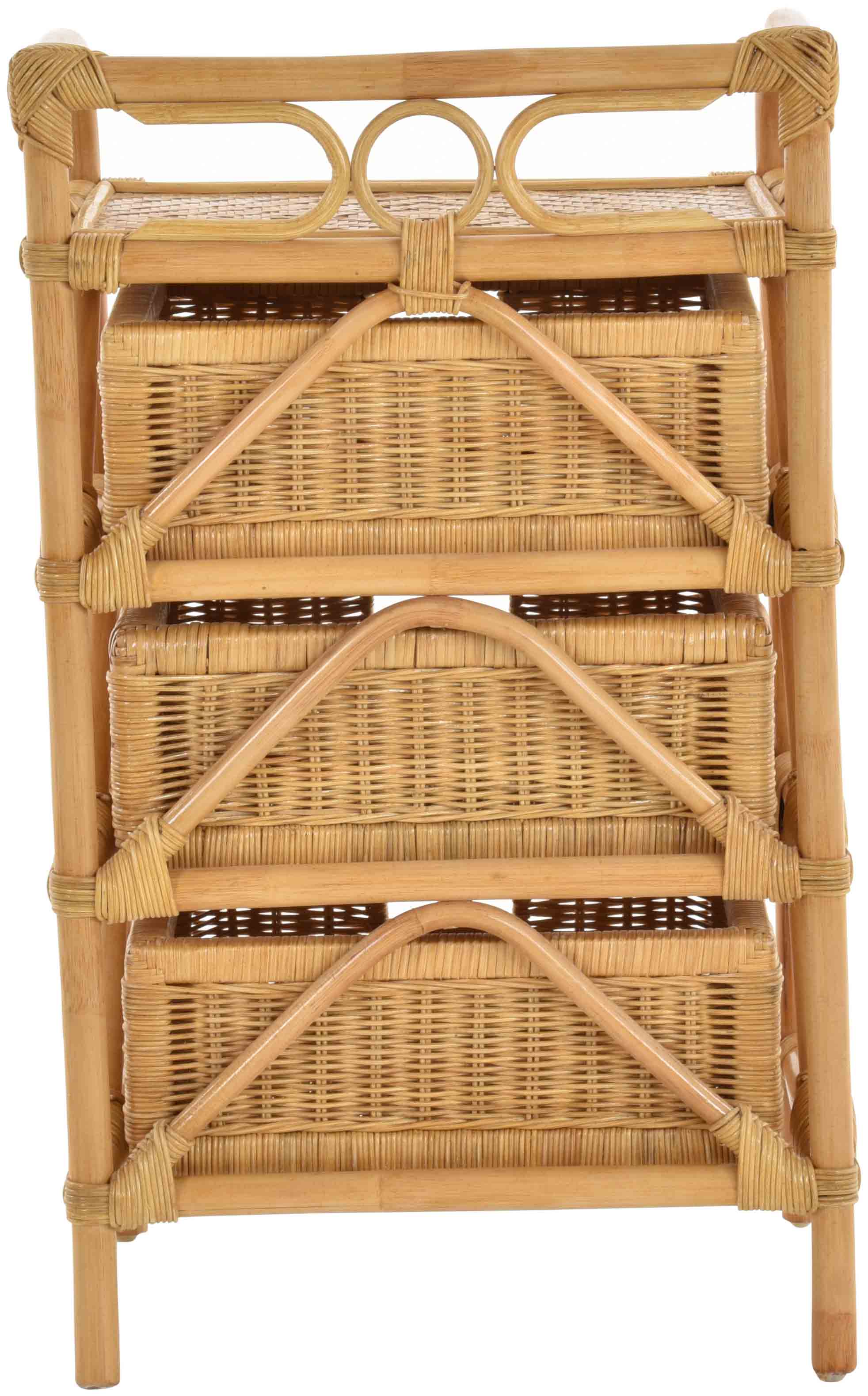 Kommode Standregal mit 3 Körben aus Rattan