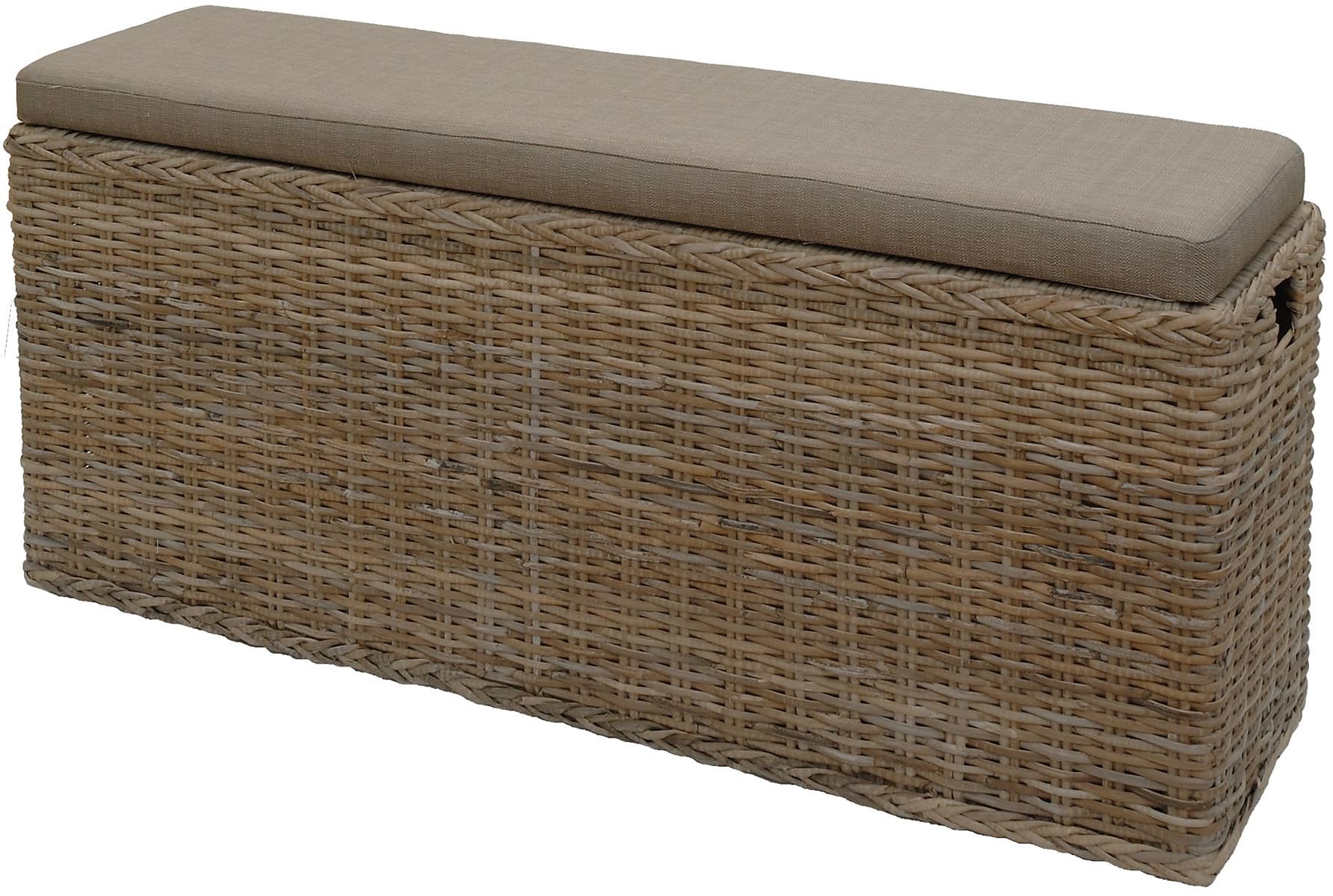 Schmale Truhenbank Flur aus Rattan