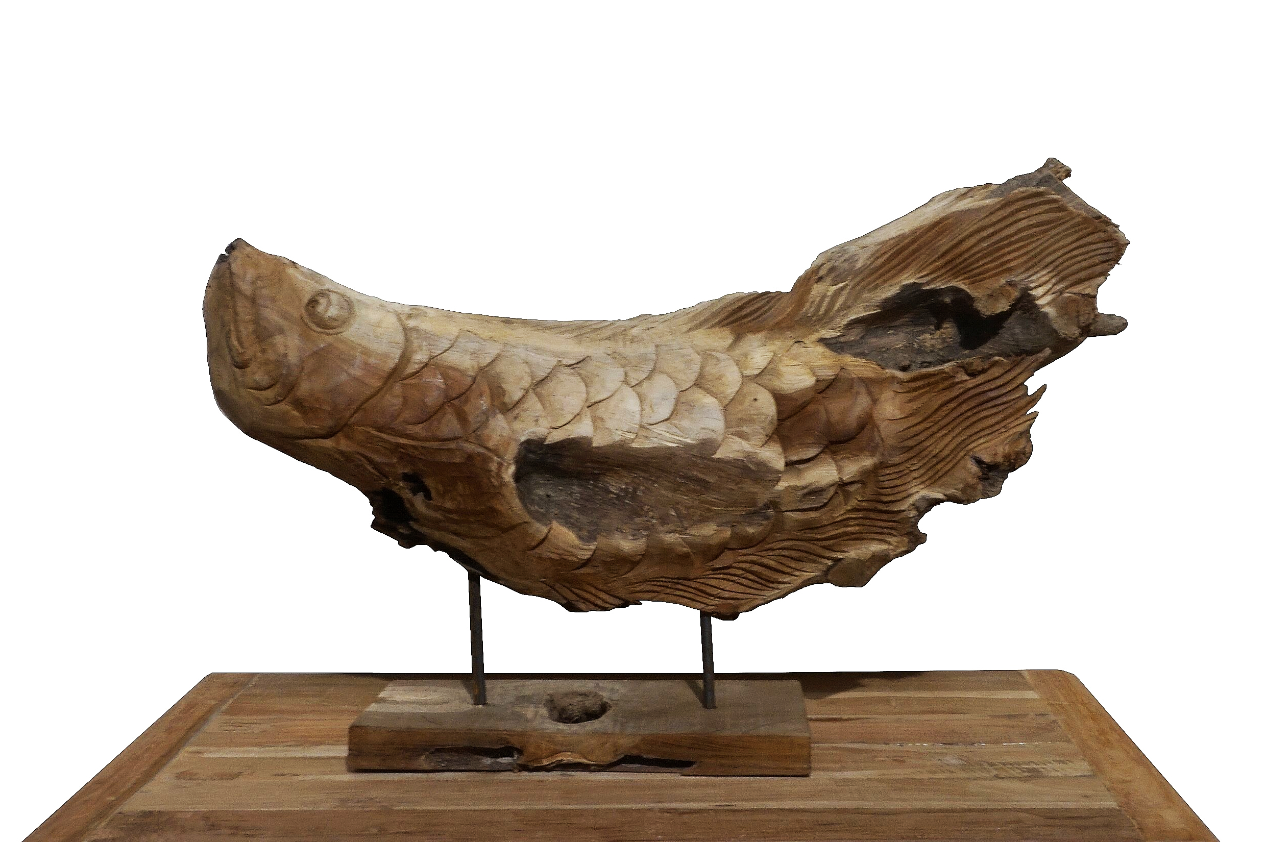 Schnitzfigur Fisch aus Holz