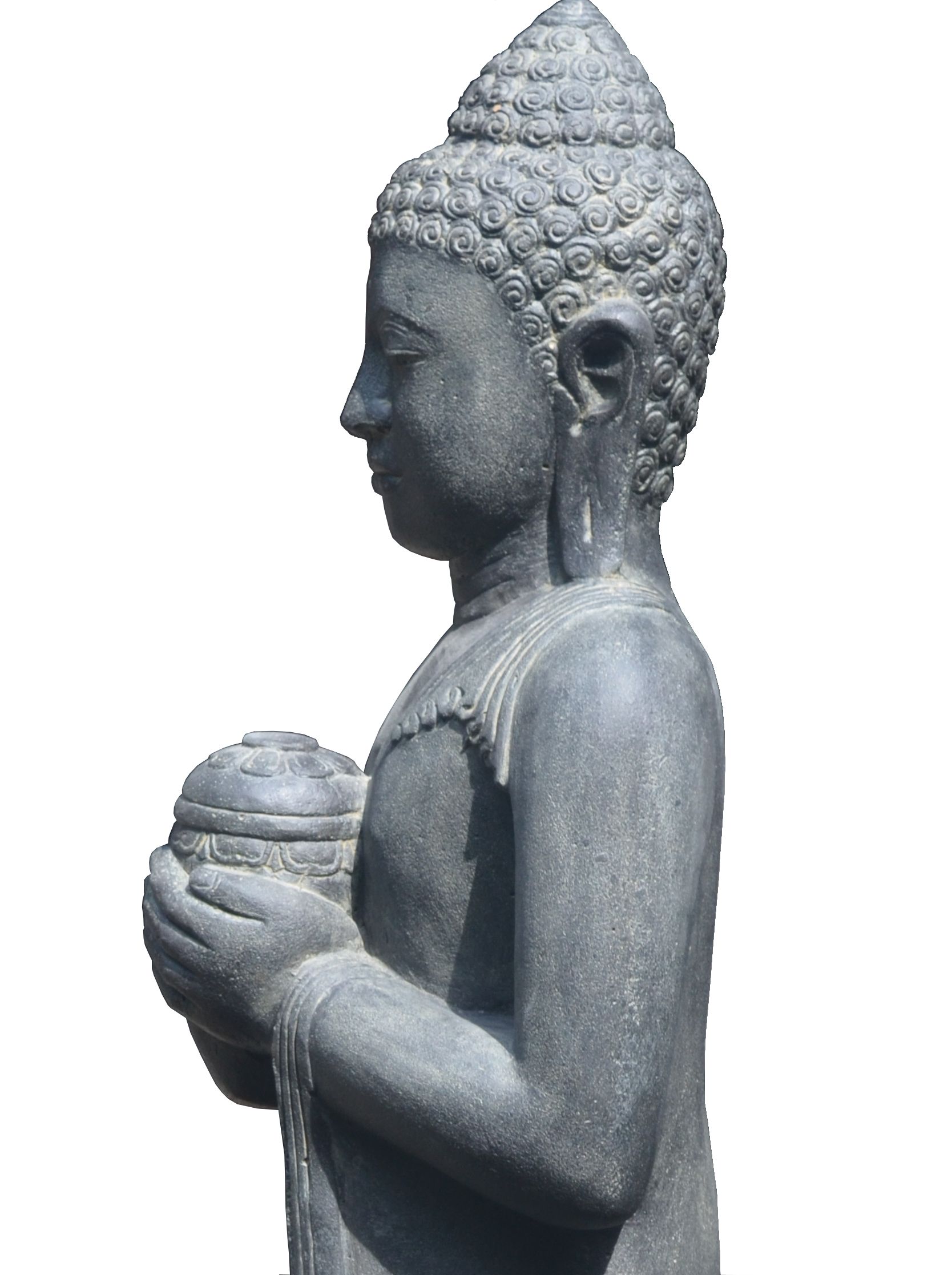 Skulptur stehender Buddha aus Stein
