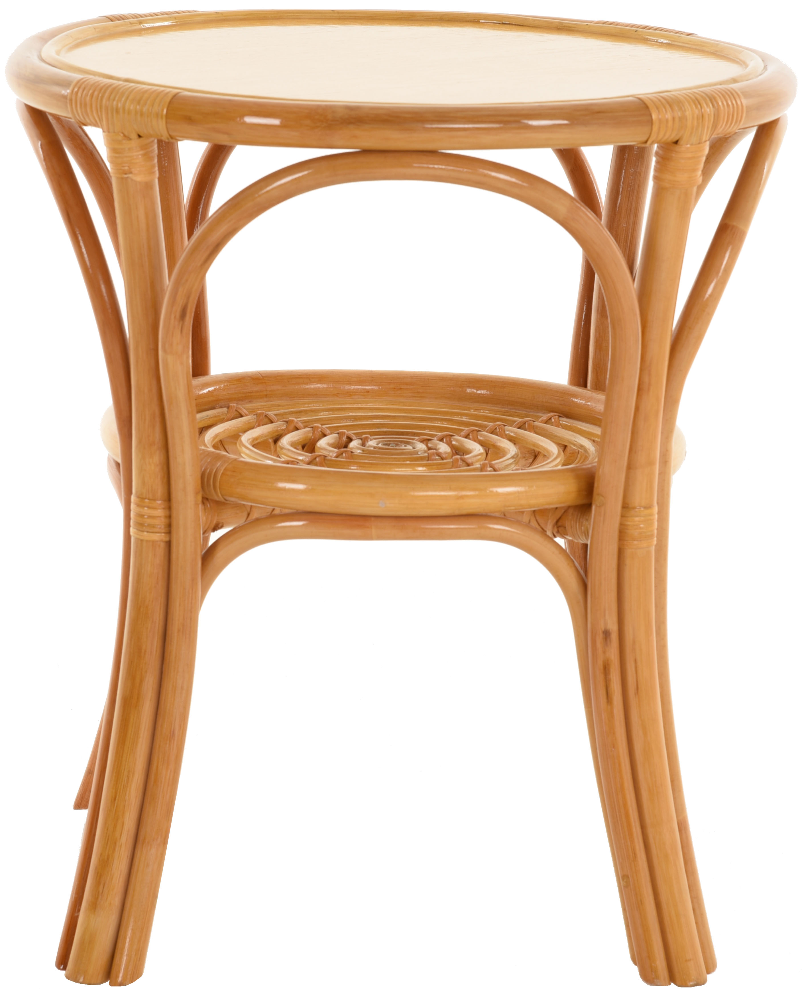 Rattan Tisch Rund mit Holzplatte