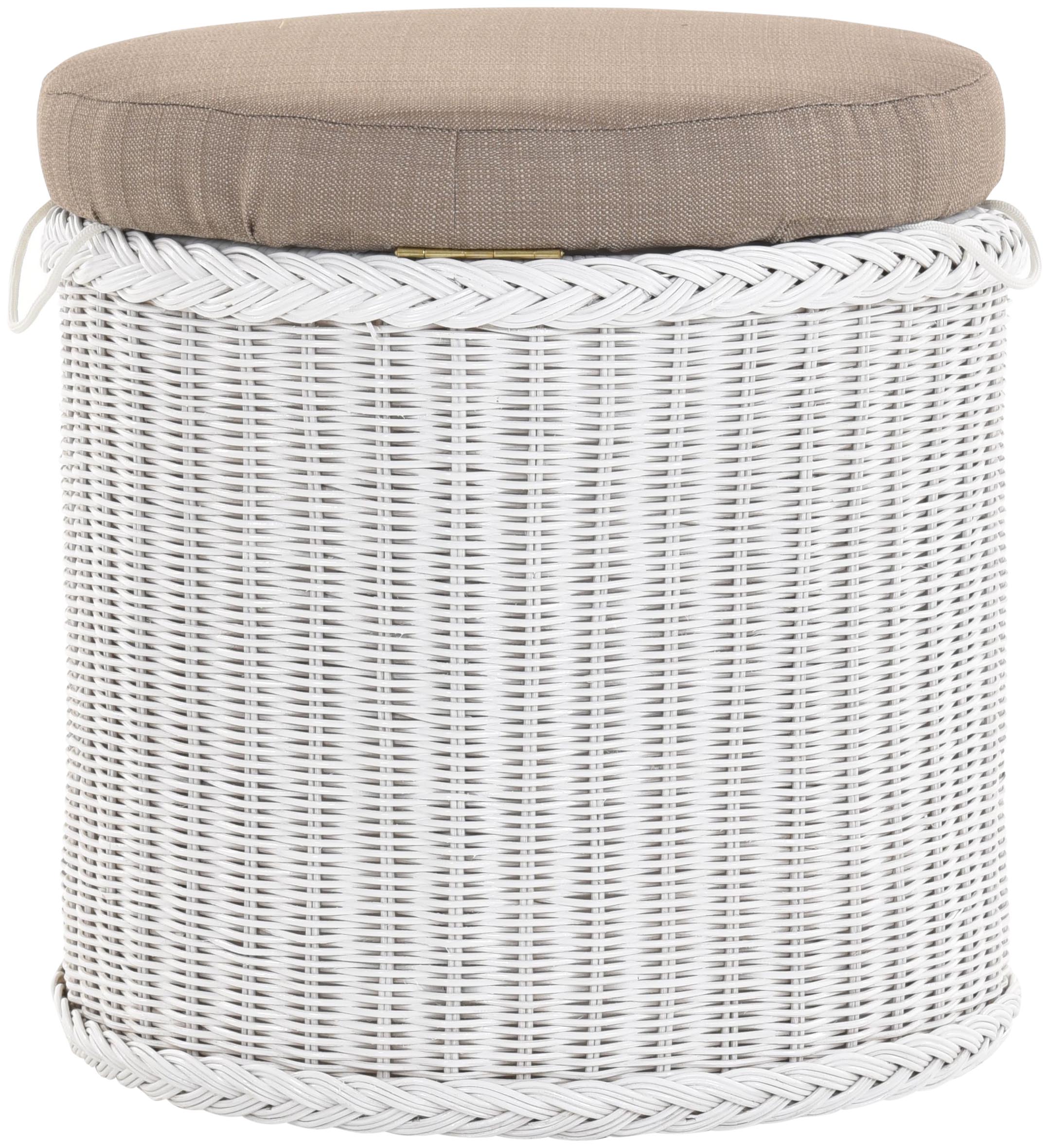 Runde Sitztruhe Rattan mit Polsterdeckel
