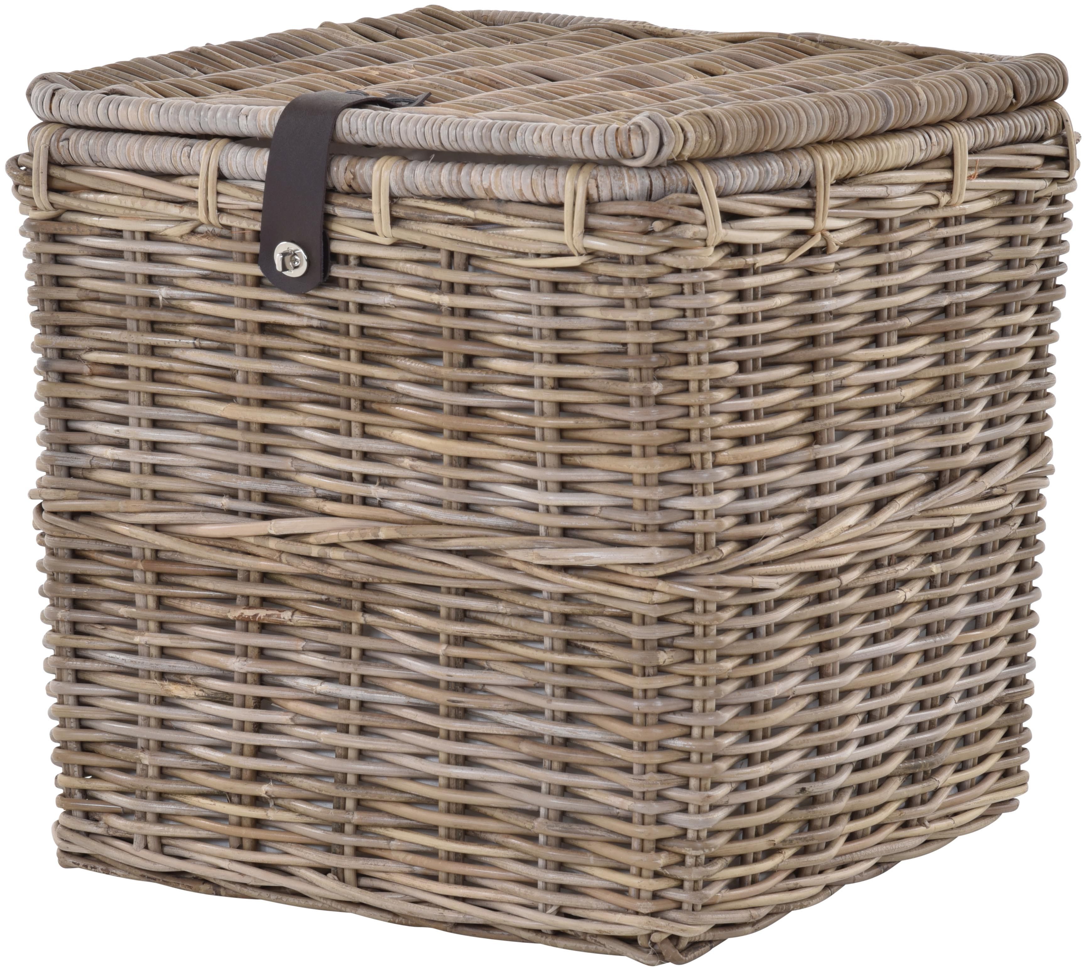 Rattan Aufbewahrungsbox mit Deckel / Truhe in Grau