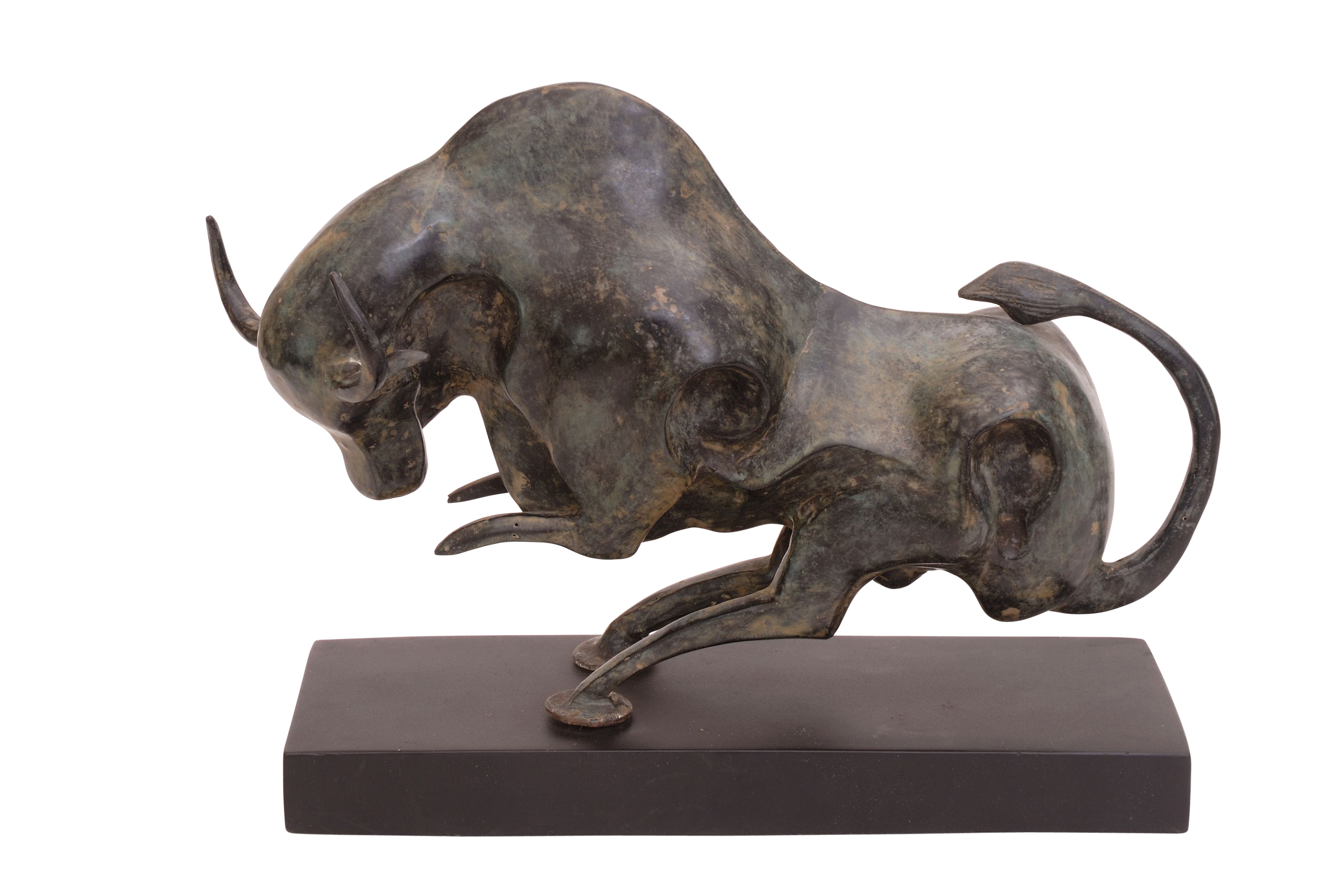 Moderne Bronzefigur wilder Stier / Bulle