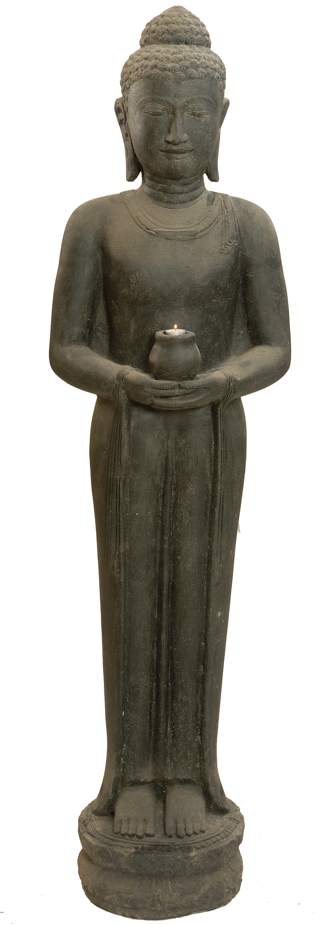 Buddha stehend 190cm mit Teelichthalter