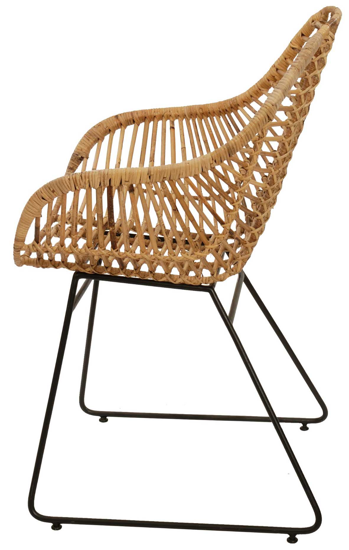 Rattan Retro Stuhl mit Armlehnen