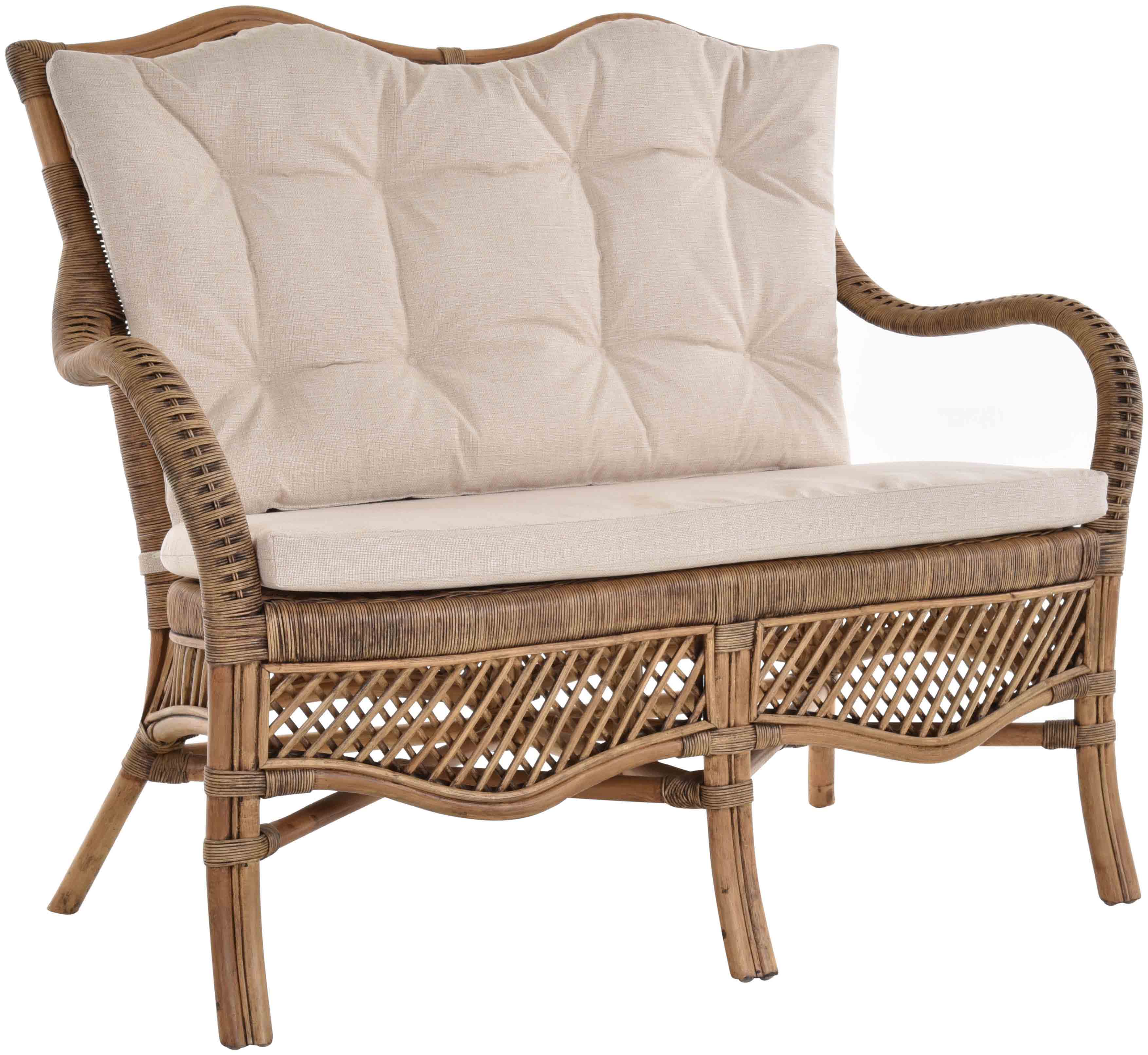 Esszimmer Sitzbank mit Lehne Orleans aus Rattan