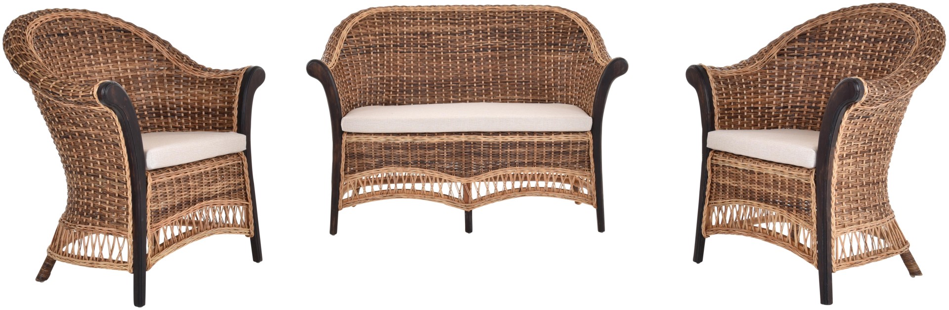 Rattanmöbel Innenbereich Set 3Teilig Braun Krines Home