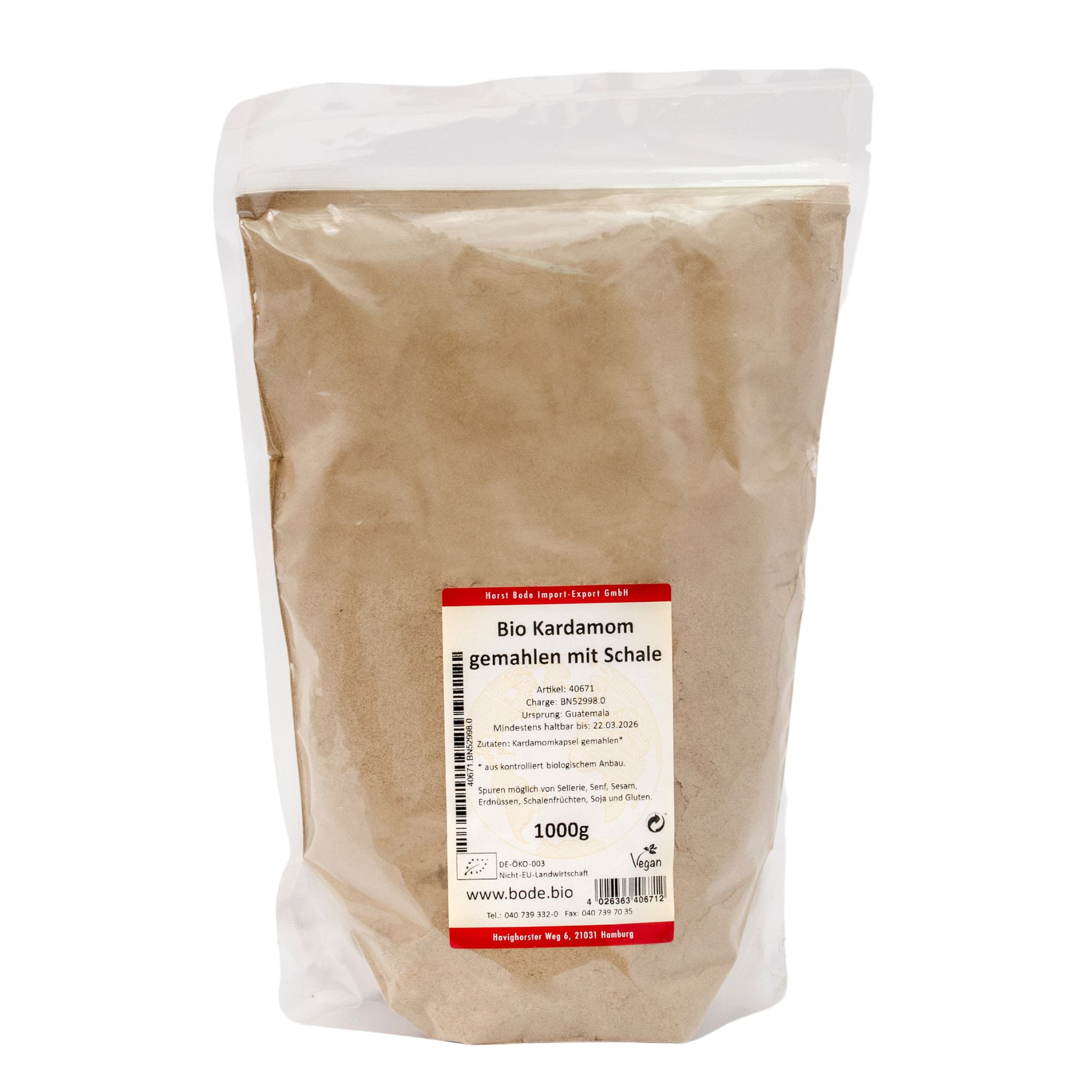 Kardamom gemahlen mit Schale bio 1kg