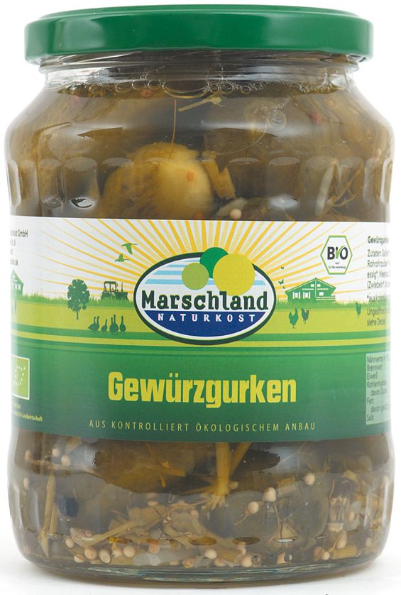 Gewürzgurken bio Marschland Füllmenge 6x670g, ATG 6x360g