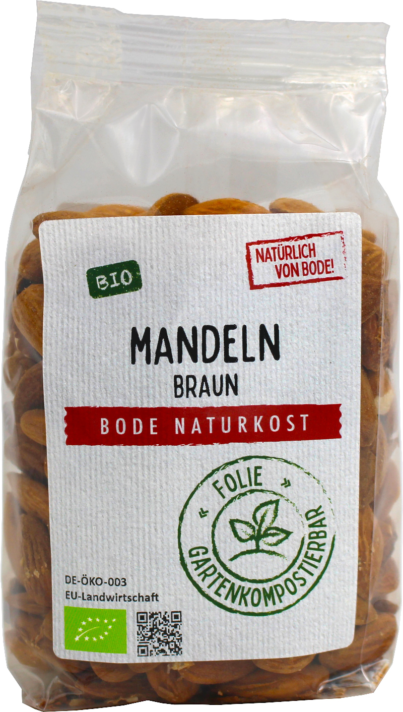 Mandeln braun bio, gartenkompostierbarer Beutel 6x200g