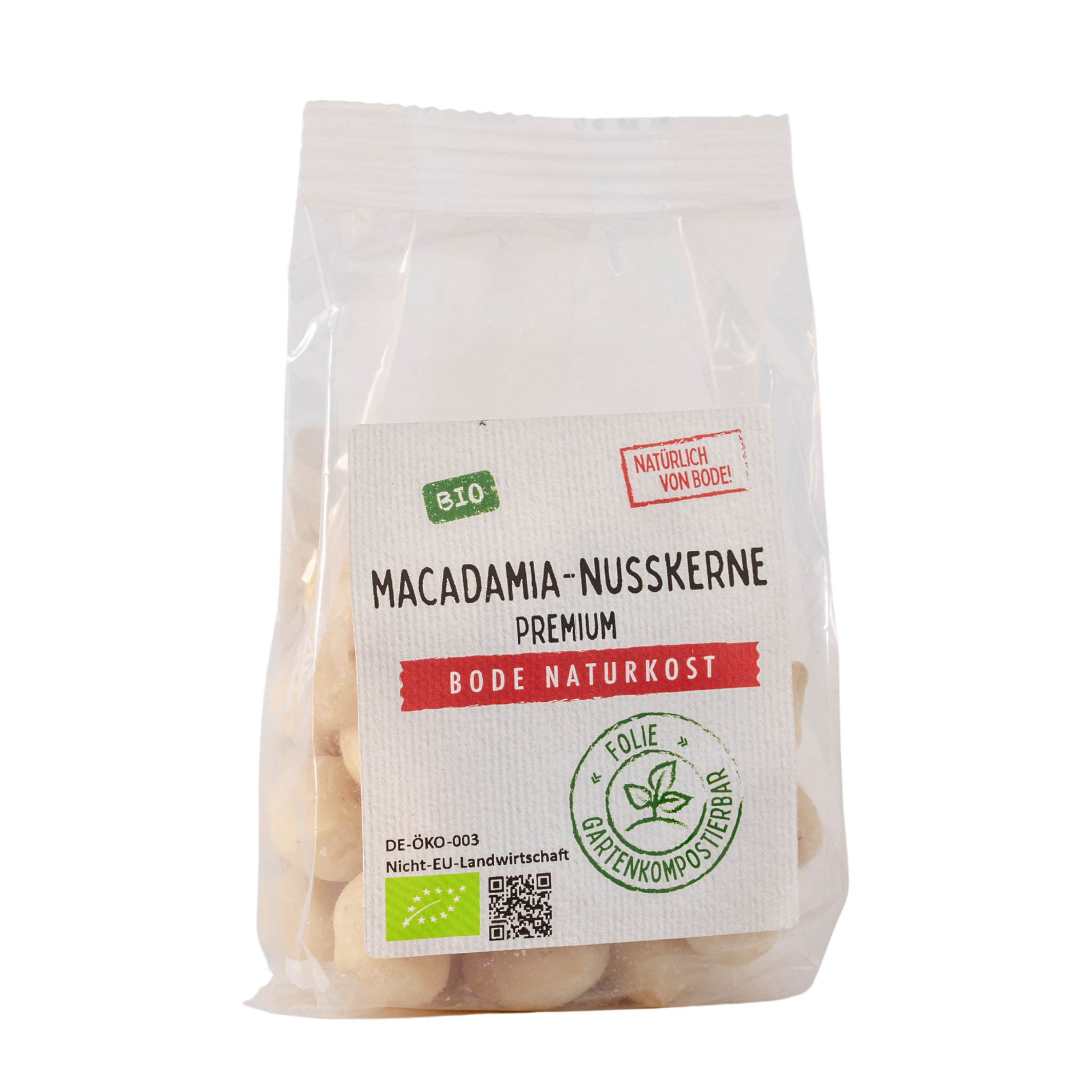 Macadamia-Nusskerne roh bio Premium, gartenkompostierbarer Beutel 6x100g