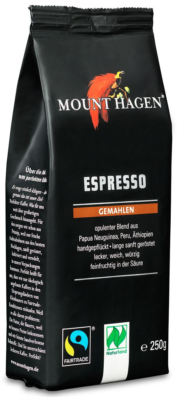 Espresso gemahlen bio Naturland Fairtrade Mount Hagen 6x250g Softpack