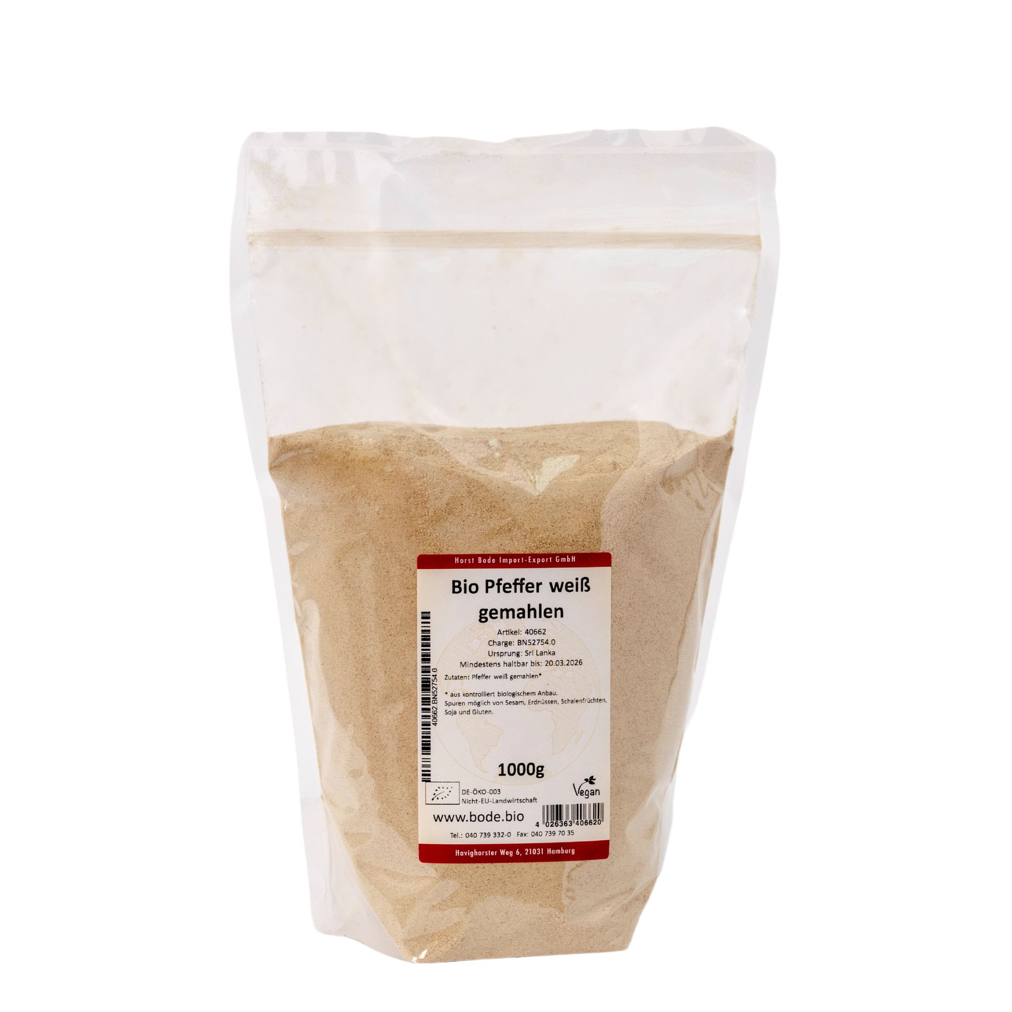 Pfeffer weiß gemahlen bio 1kg