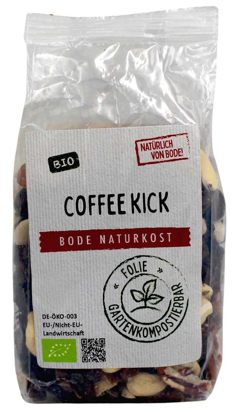 Coffee Kick bio (Nuss-Frucht Mischung Espresso) gartenkompostierbarer Beutel 6x200g