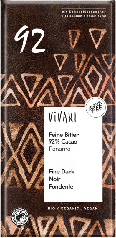 Tafelschokolade Feine Bitter 92% Cacao bio Vivani 10x80g
