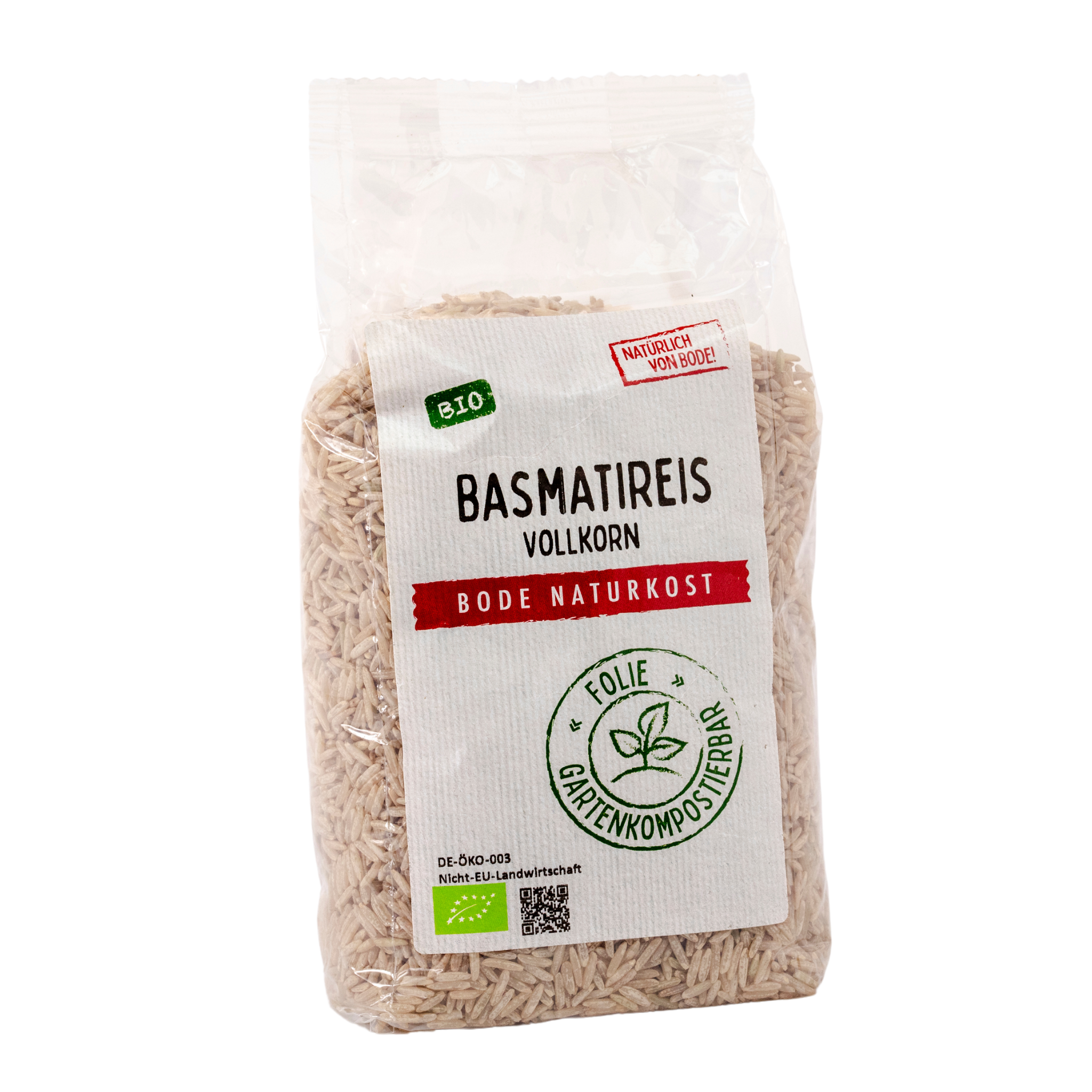 Basmatireis Vollkorn bio, gartenkompostierbarer Beutel 6x500g